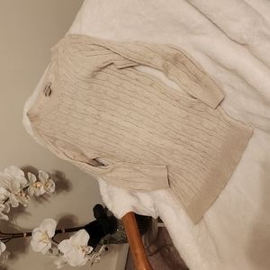 Loft women's cream metallic cable-knit crew neck sweater